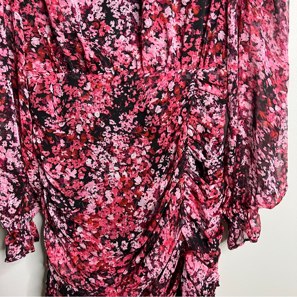 LUSH Floral Chiffon Long Sleeve Dress, Size M, Open Back Elegance! - Picture 4 of 15
